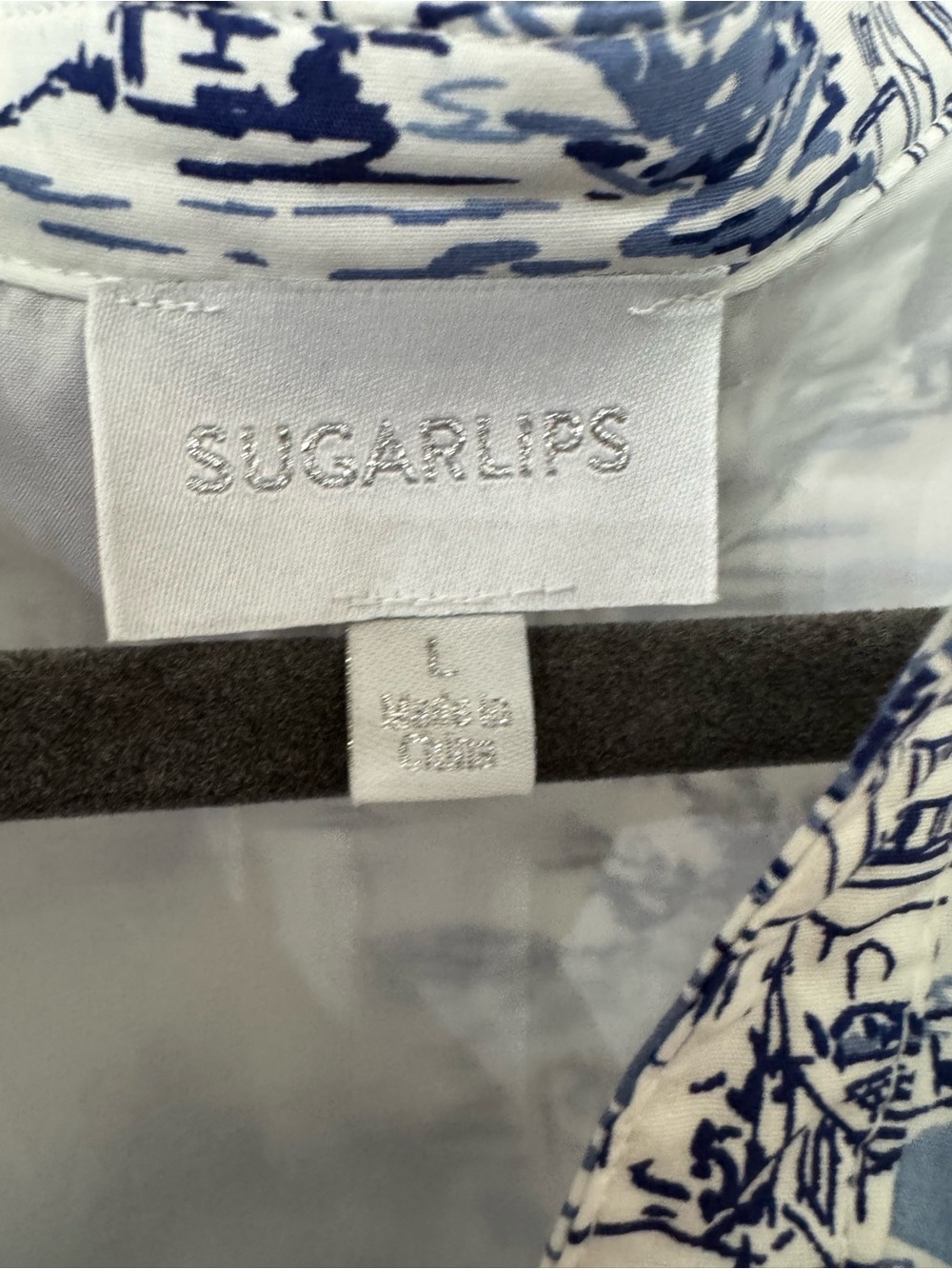 Sugarlips Blue and White Toile Mini Shirt Dress - Picture 3 of 3
